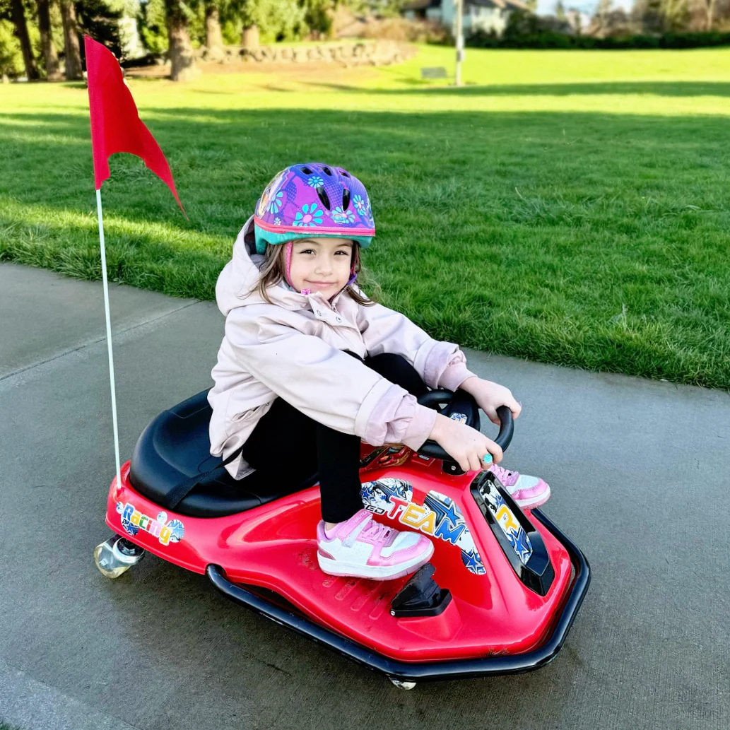 24V Electric Drifting Go-Kart for Kids Ages 3+ with 360 Spin and Upgraded Glowing Wheels