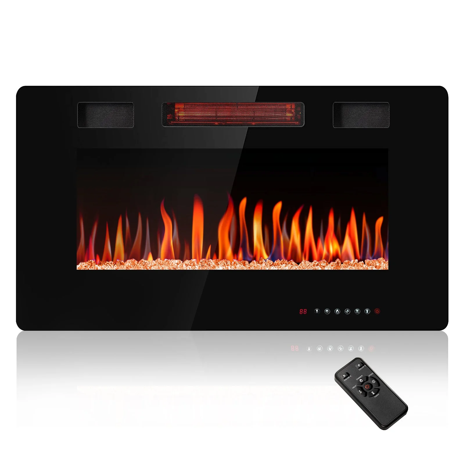 R.W.FLAME  30/36/42/50/60/68 Inch Electric Fireplace Ultra-Thin Recessed Wall Mounted with Adjustable Flame