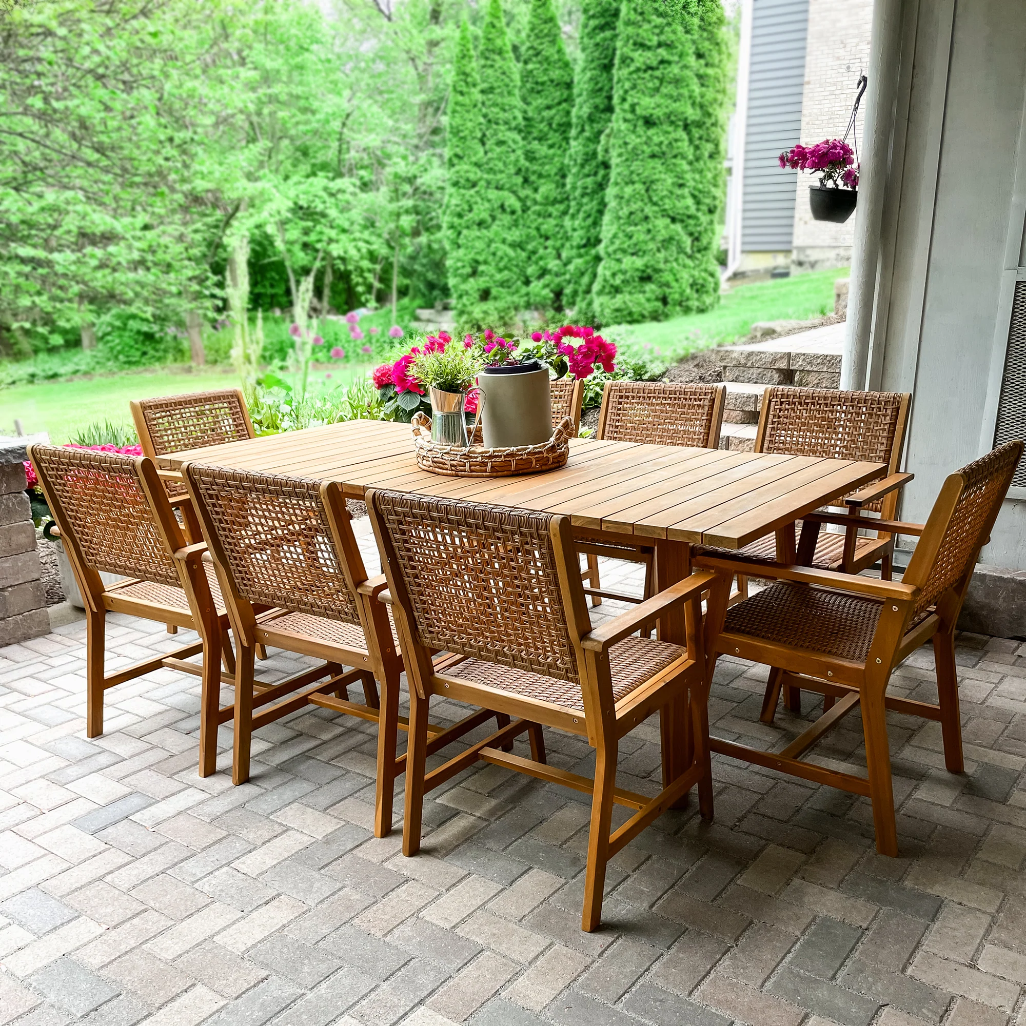 Sophia & William Outdoor Acacia Wood Casual Dining Set for Backyard