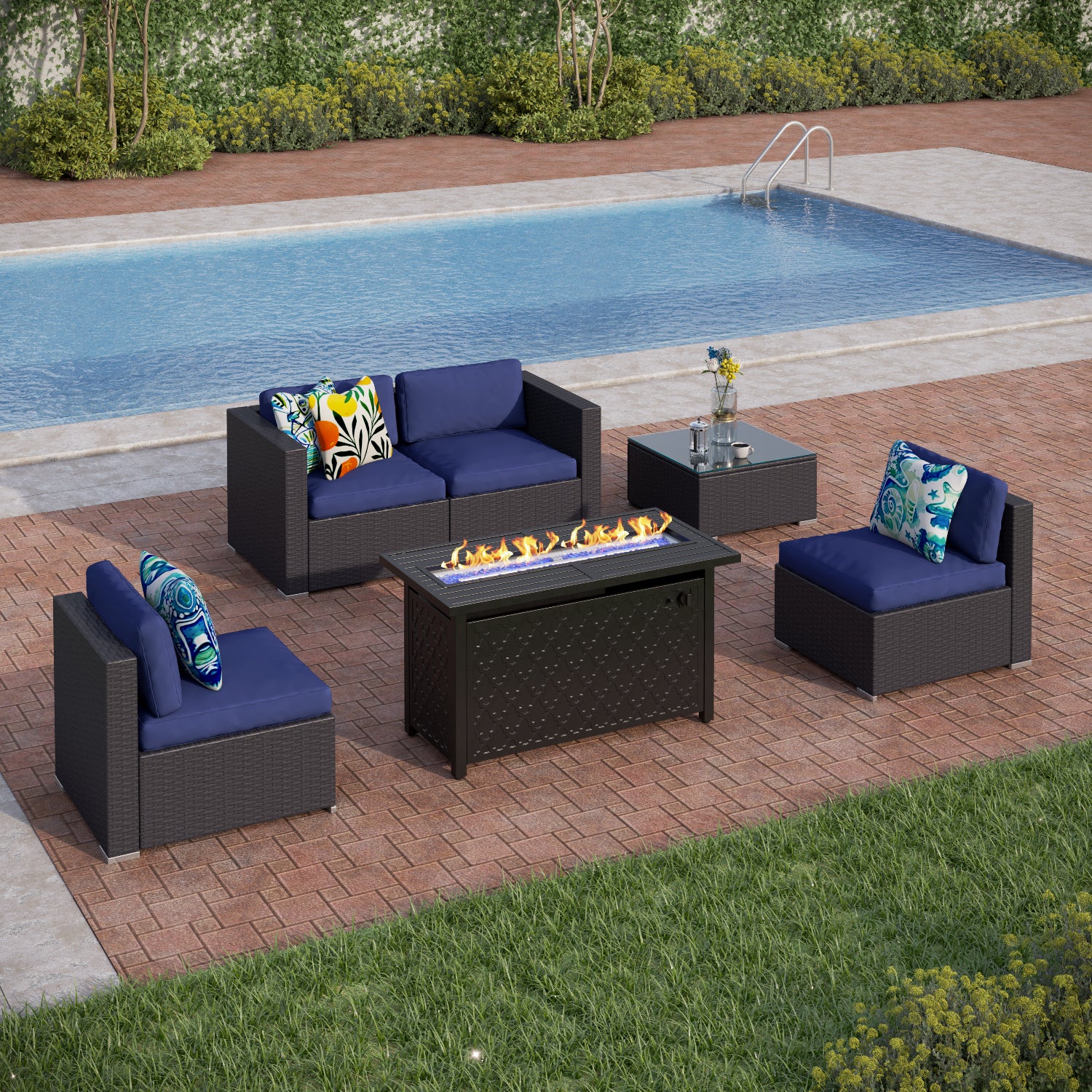 PHI VILLA Rattan Wicker DIY Sofa & 45