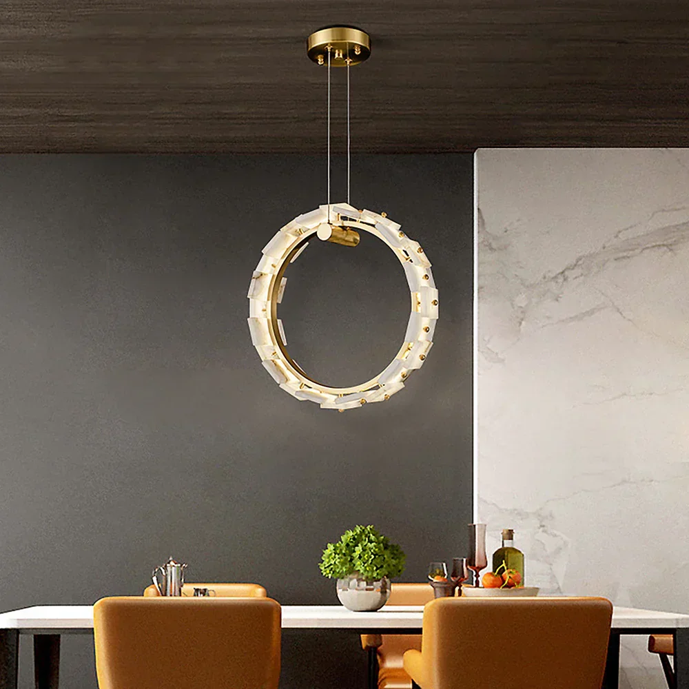 Vertical Ring Alabaster Pendant Lamp