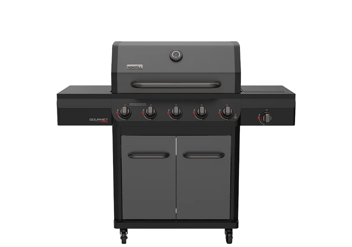 Nexgrill Gourmet Pro 5 Burner Dual Fuel Gas Grill with Side Burner in Graphite