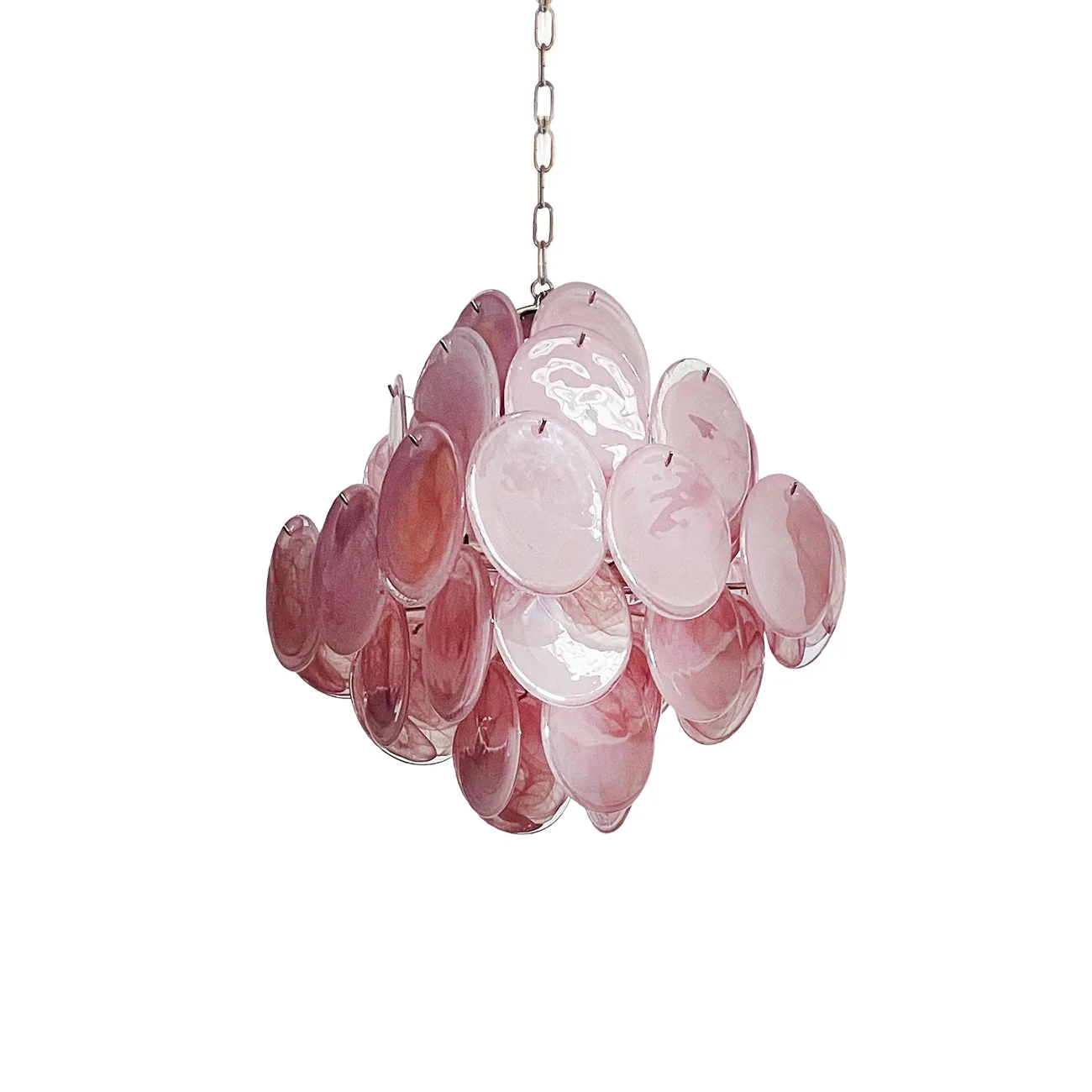 Round Pink Glass Chandelier