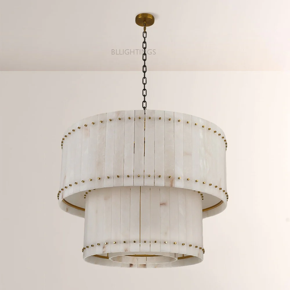 Mervin Alabaster Round Tiered Chandelier 37