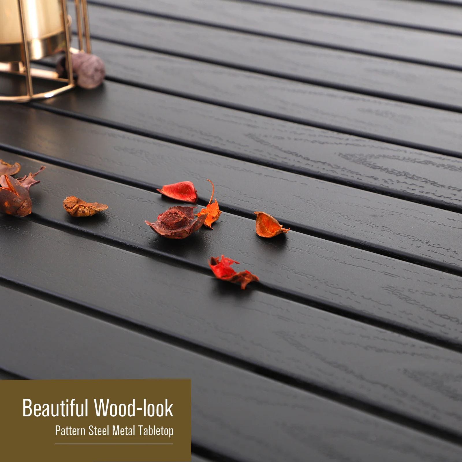 PHI VILLA 5-Piece Wood-look Stamped Table & High Swivel Bar Stools with Cushions