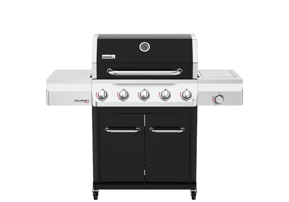 Gourmet Pro 5-Burner Gas Grill with Side Burner in Black