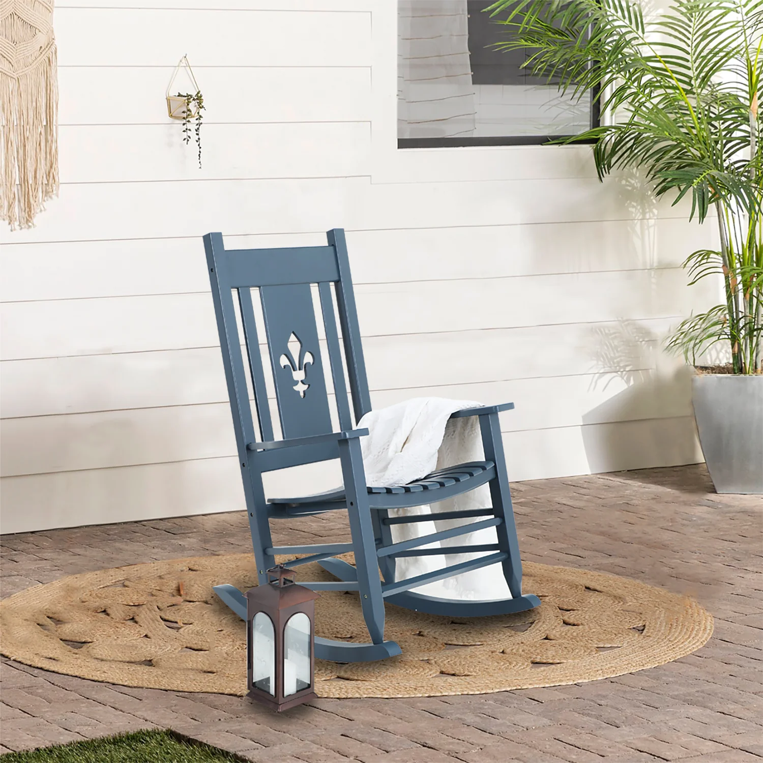 Phi Villa 2PC Solid Outdoor Indoor Rocking Chair for Patio Deck Garden Rocker Chair