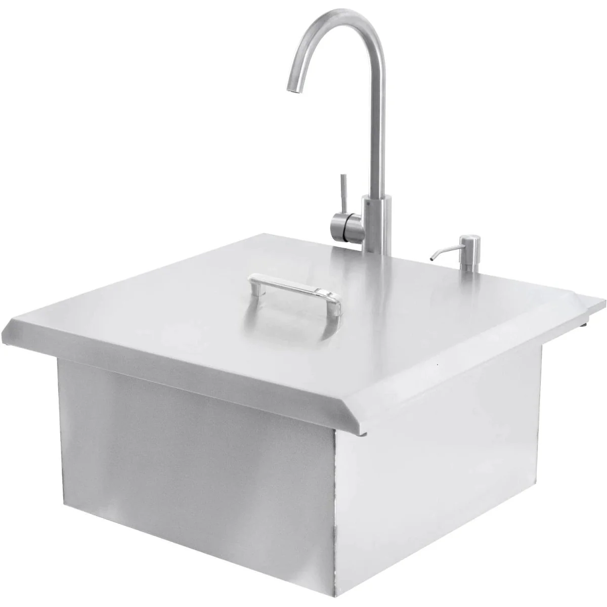 PCM 260 Series 21-Inch Outdoor Rated Drop-In Bar Sink With Hot/Cold Faucet BBQ-260-SINK-21