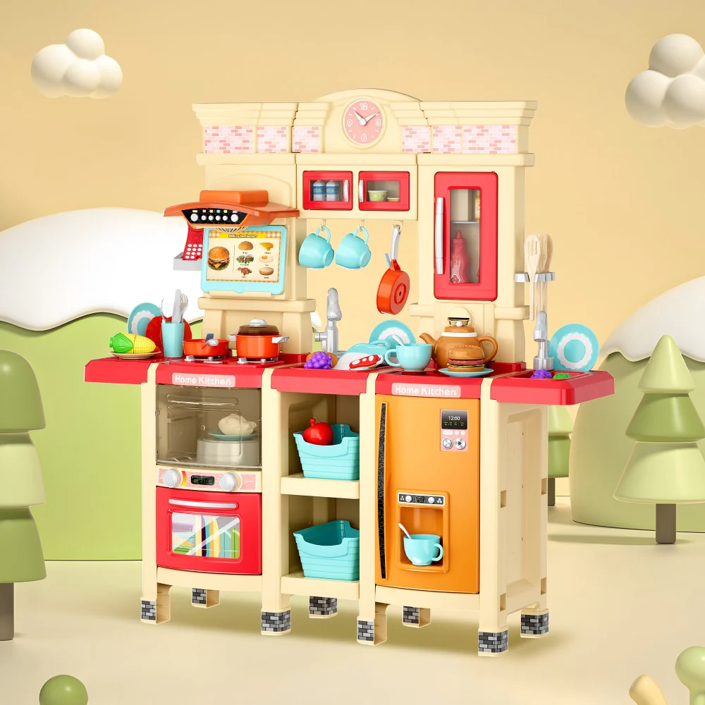 All-in-One Interactive Play Kitchen for Toddlers with Realistic Appliances