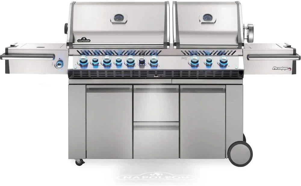 Napoleon Prestige Pro 825 Freestanding Stainless Steel Gas Grill w/ Infrared Side Burner & Rotisserie | Natural Gas or Propane | PRO825RSBI