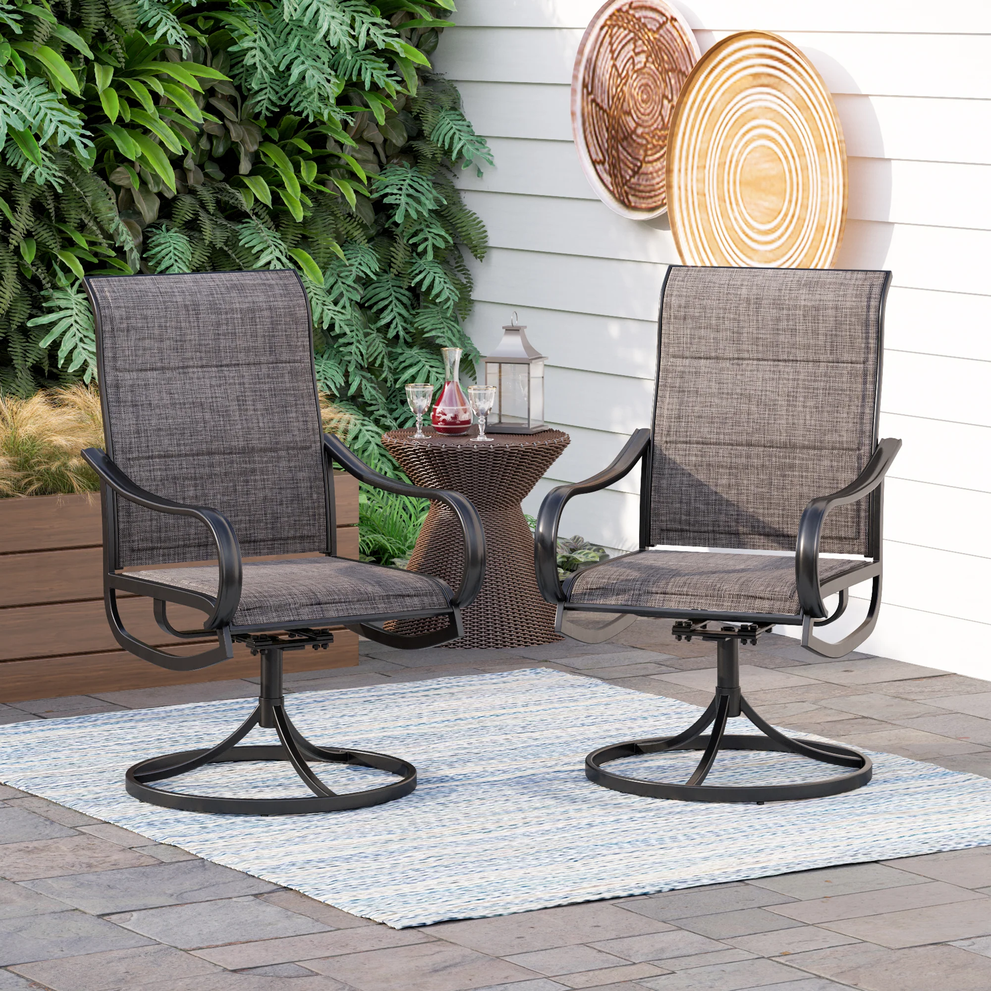 Sophia & William Padded Textilene Fabric Patio Dining Swivel Chairs