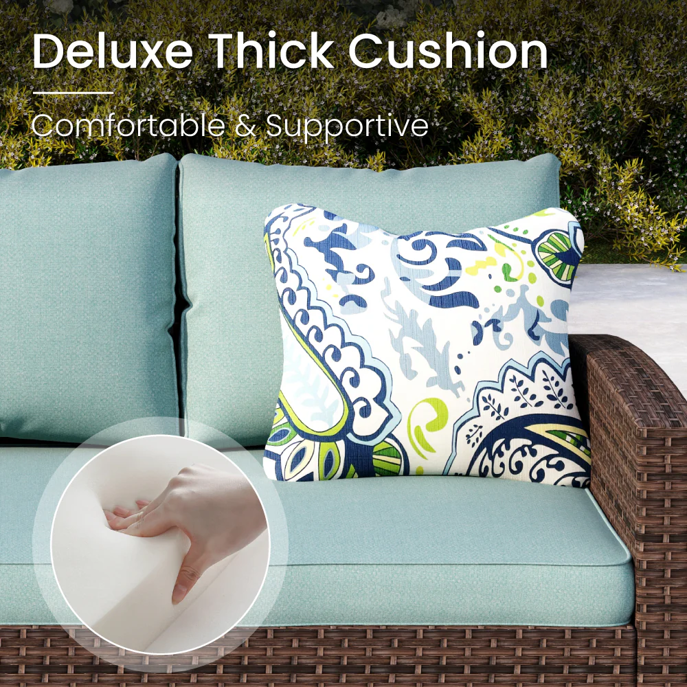 MFSTUDIO Upgraded Outdoor Sofa Set Rattan Set with Thick Cushions