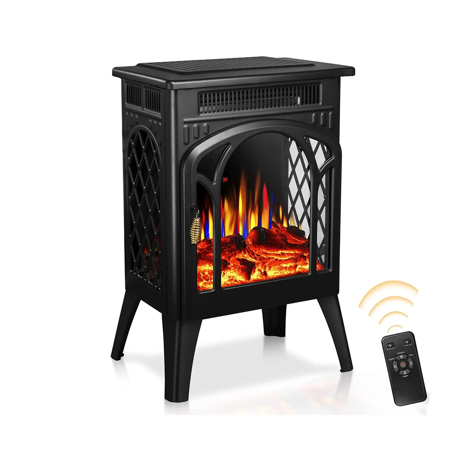 R.W.FLAME 16 Inch Electric Fireplace, Freestanding Fireplace Stove with 3D Flame Effect with Remote