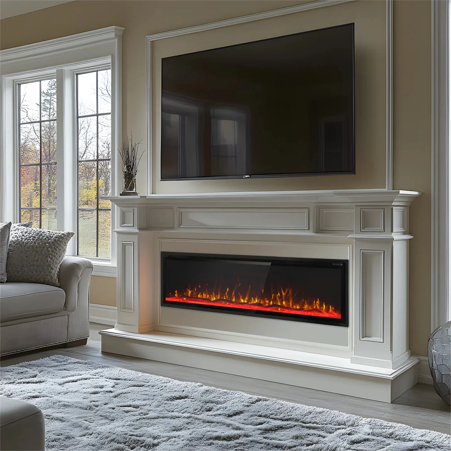 Premium Wall Mounted & Recessed Electric Fireplace with Remote Control - Sophia & William