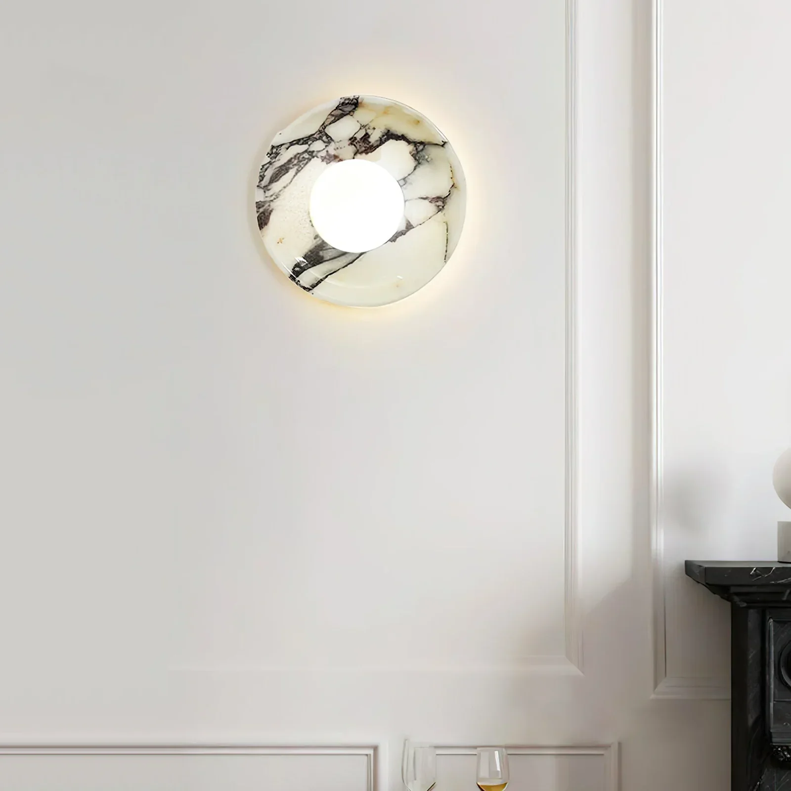 Round Marble Viola Spherical Glass Wall Lamp