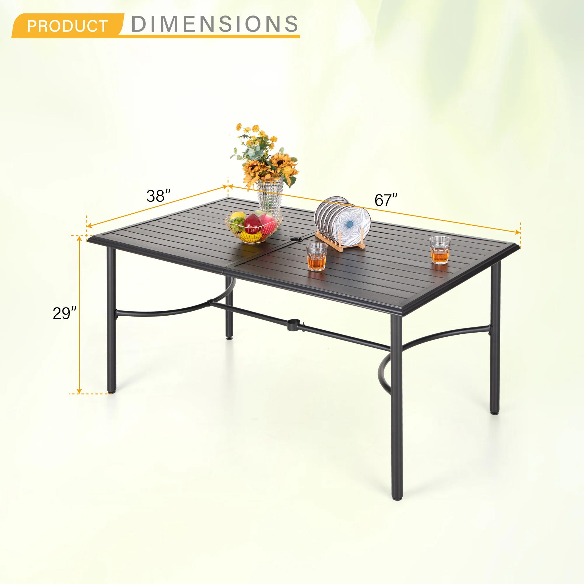 Sophia & William 7-Piece Patio Dining Set Bowed-bar Table & Stylish Steel Chairs