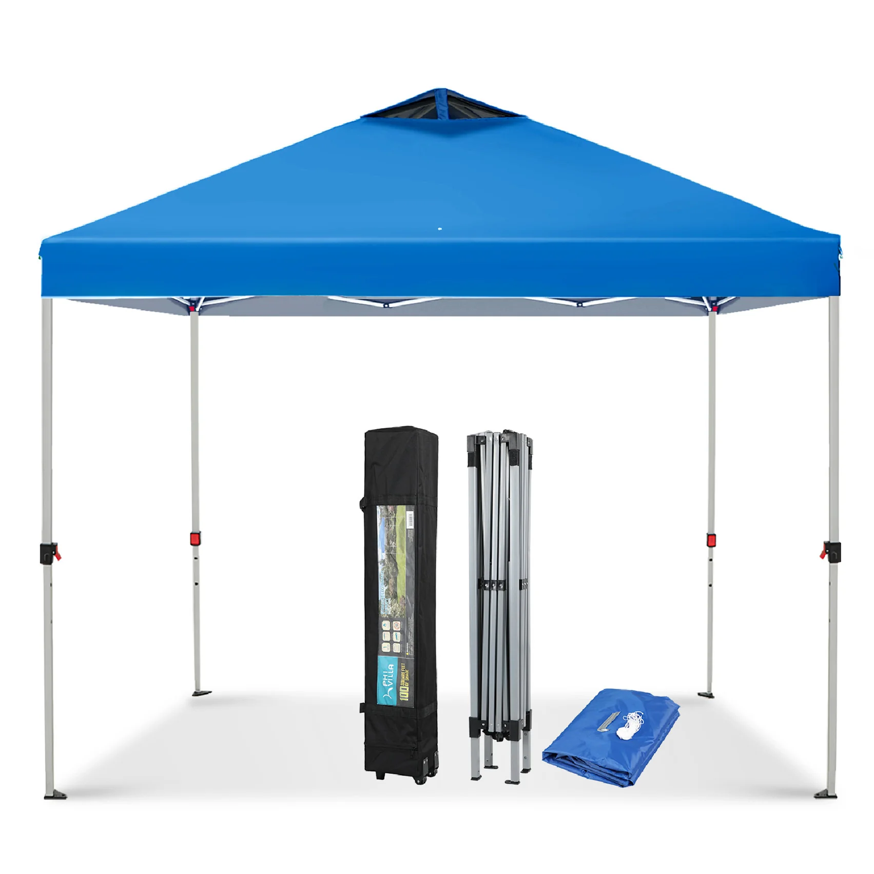 Sophia & William 10'x10' Pop-up Canopy Tent with 3 Adjustable Height and Roller Bag