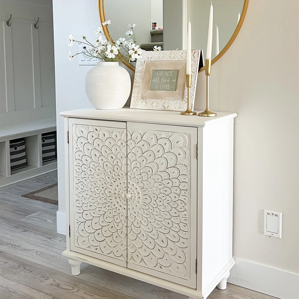 Sunflower Carved Accent Cabinet and Chest of Drawers-MFSTUDIO