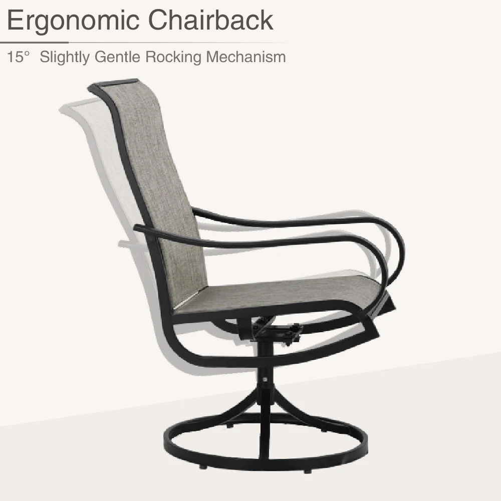 Phi Villa 7-Piece Patio Dining Set Textilene Swivel Chairs & Steel Panel Table