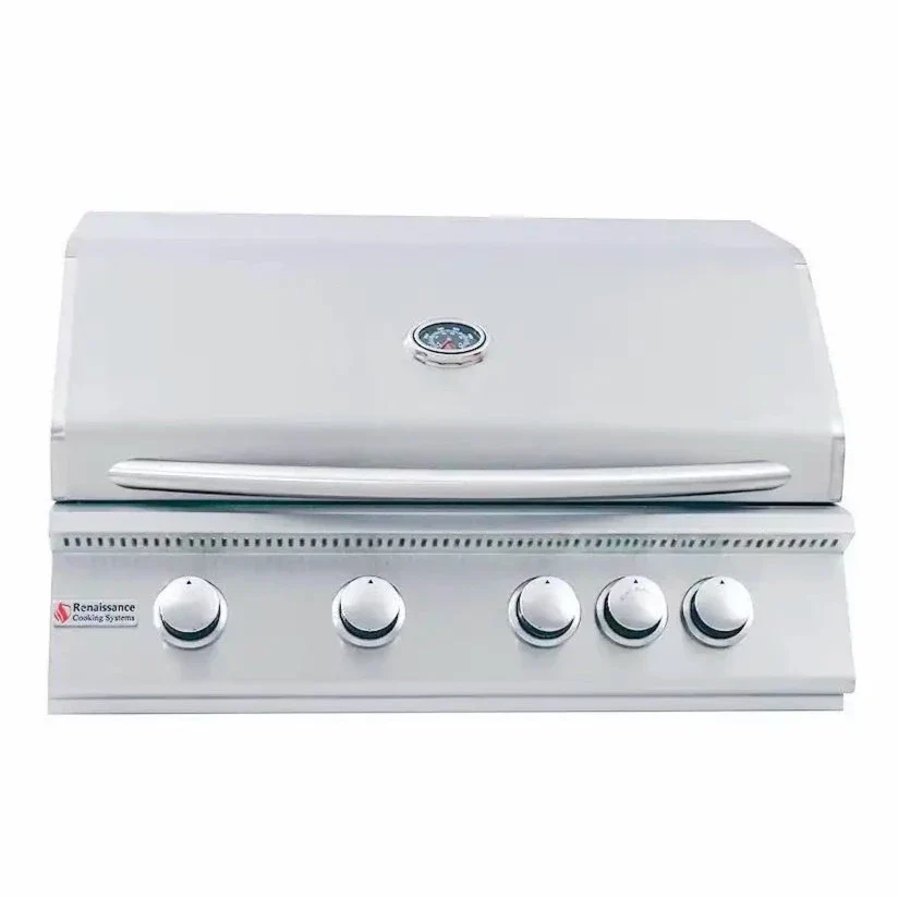 RCS Premier Series 32-Inch 4-Burner Built-In Stainless Steel Gas Grill w/ Rear Infrared Burner | Propane or Natural Gas RJC32A(L)