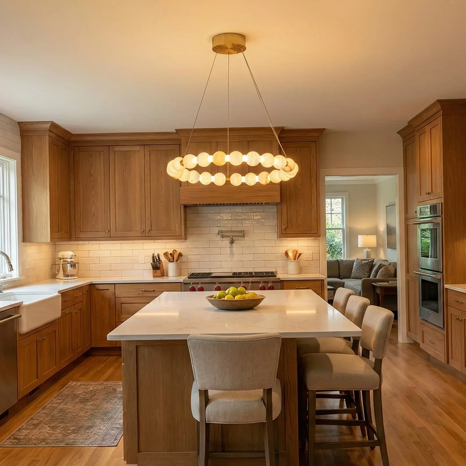 Pearl Alabaster Necklace Round Chandelier