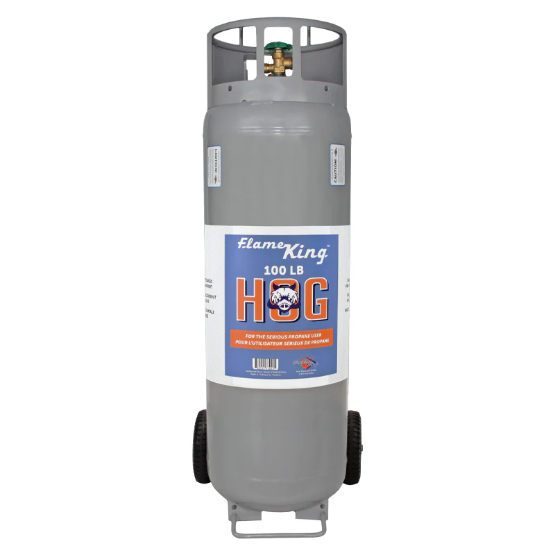Flame King 100lb Empty Horizontal & Vertical Propane Cylinder with POL & Wheels