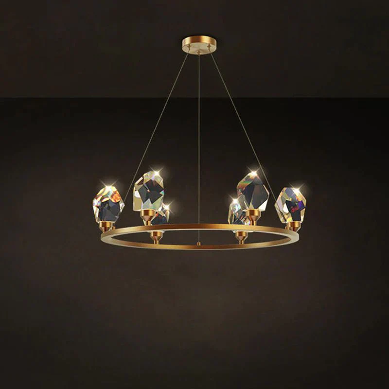 Irene Faceted Crystal Prisms Round Chandelier