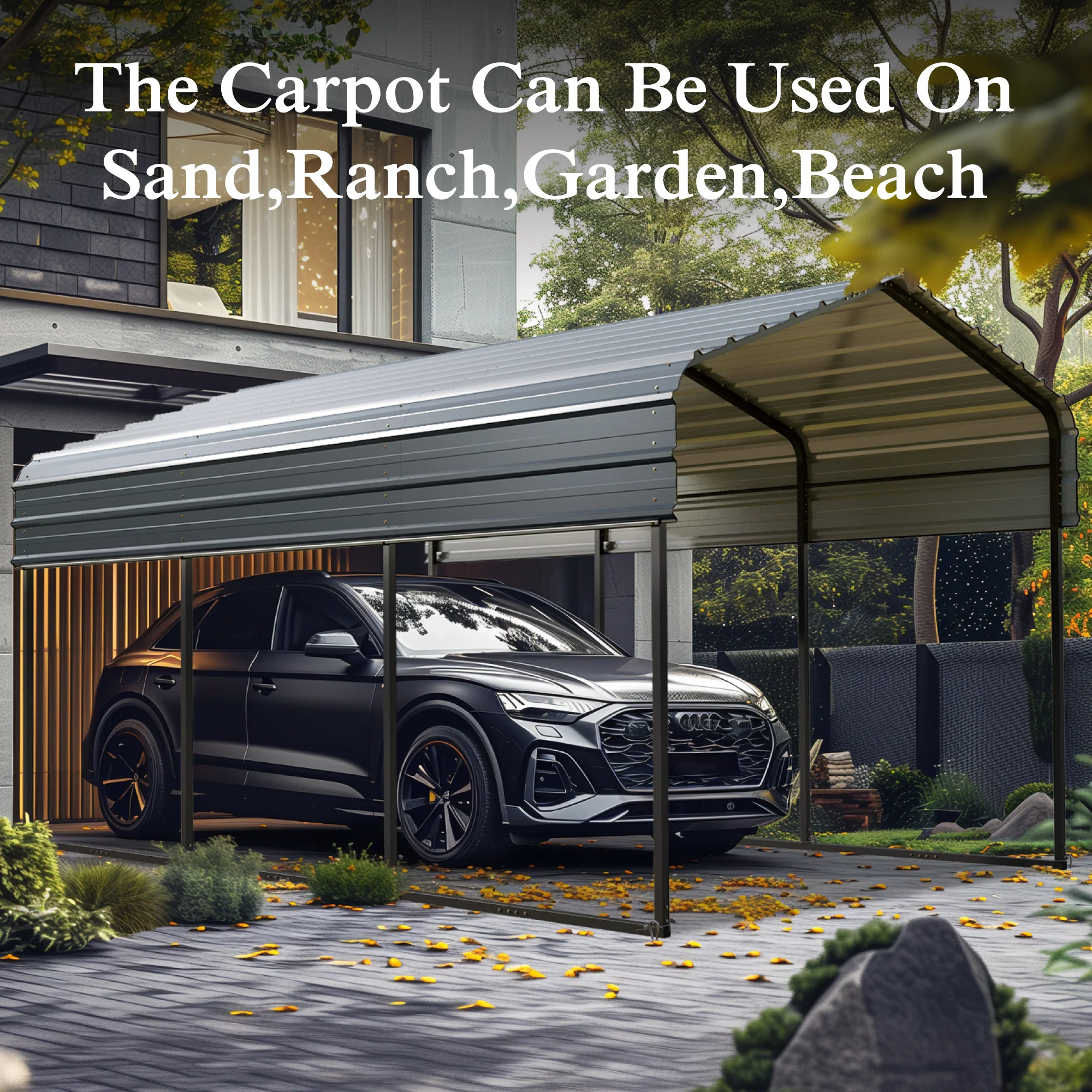 Heavy Duty Carport with Galvanized Steel Roof Multi-Purpose Shelter