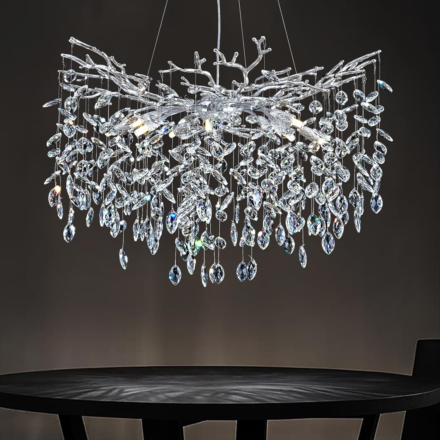 Modern Crystal Tree Branch Round Chandelier for All Rooms 30