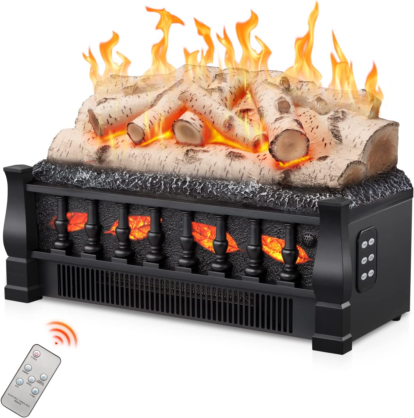 R.W.FLAME 23'' Electric Fireplace Log Set Heater with Infrared Quartz Remote Control, 750W/1500W