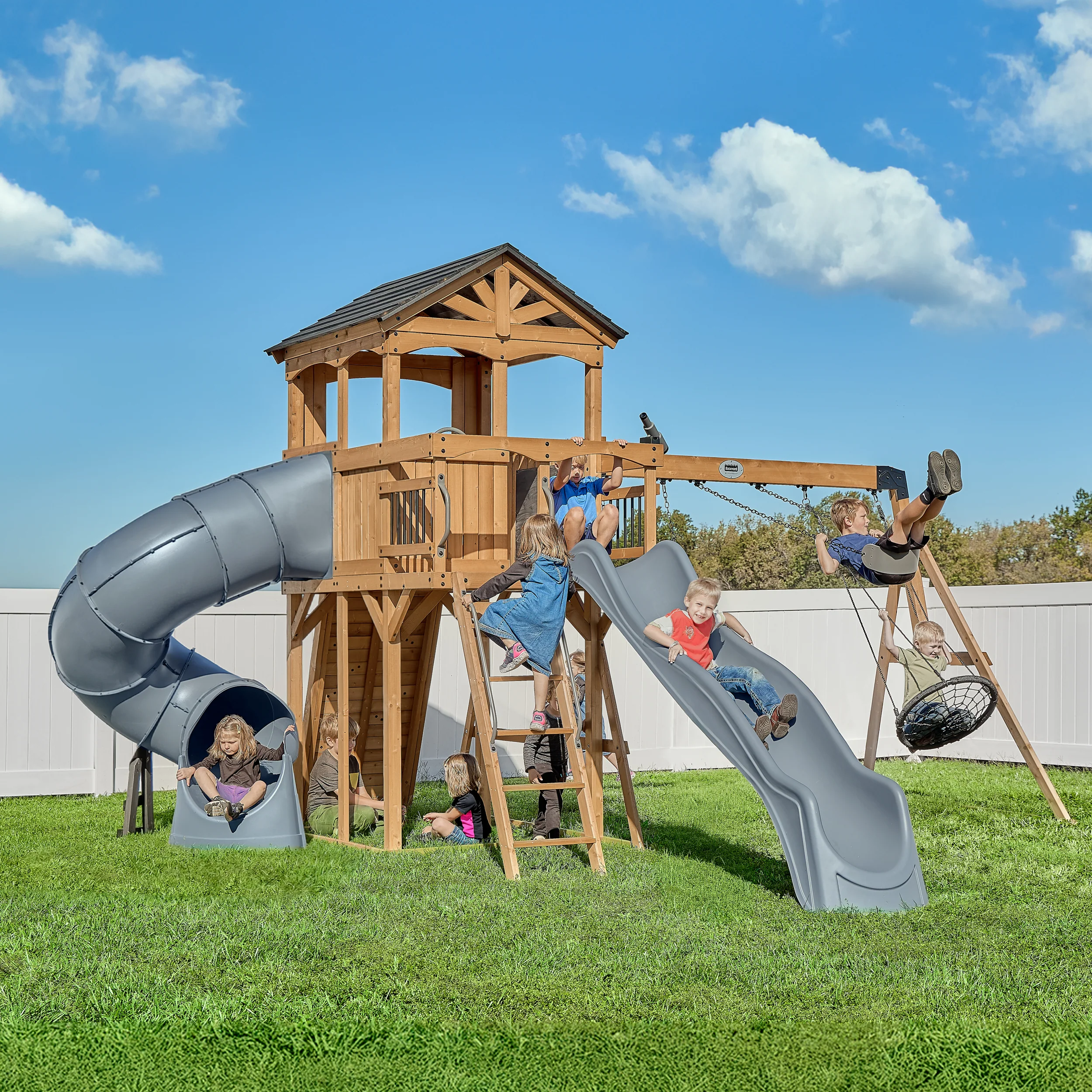 Dover Bay with Spiral Tube Slide Swing Set