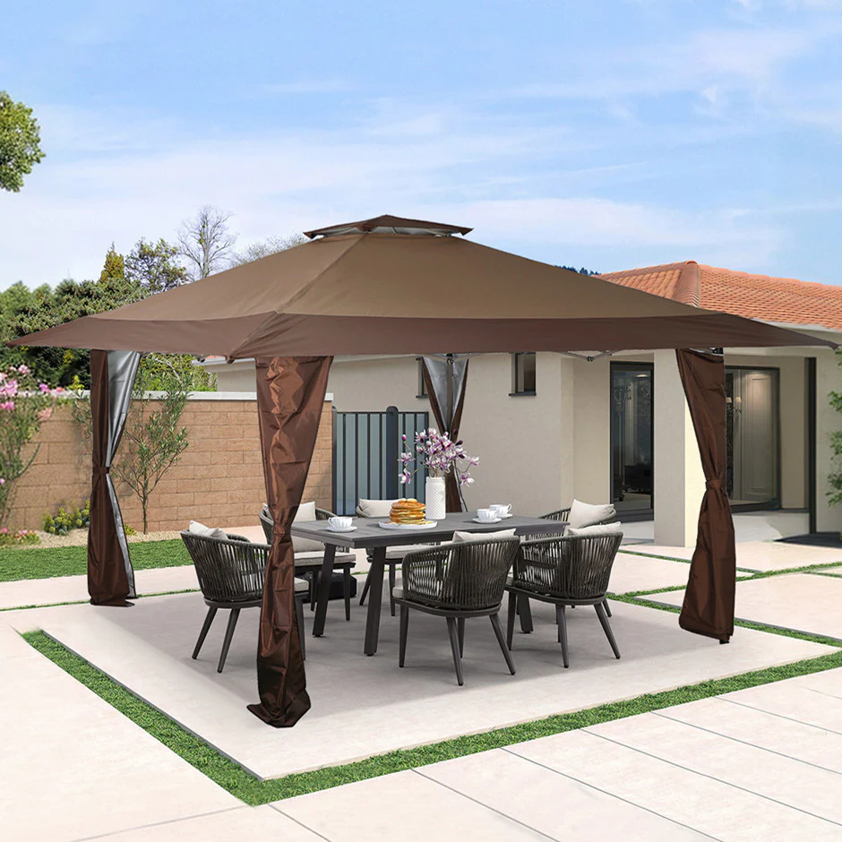 PHI VILLA 13' x 13' Pop-up Canopy Party Gazebo for Outdoor Patio Garden Events