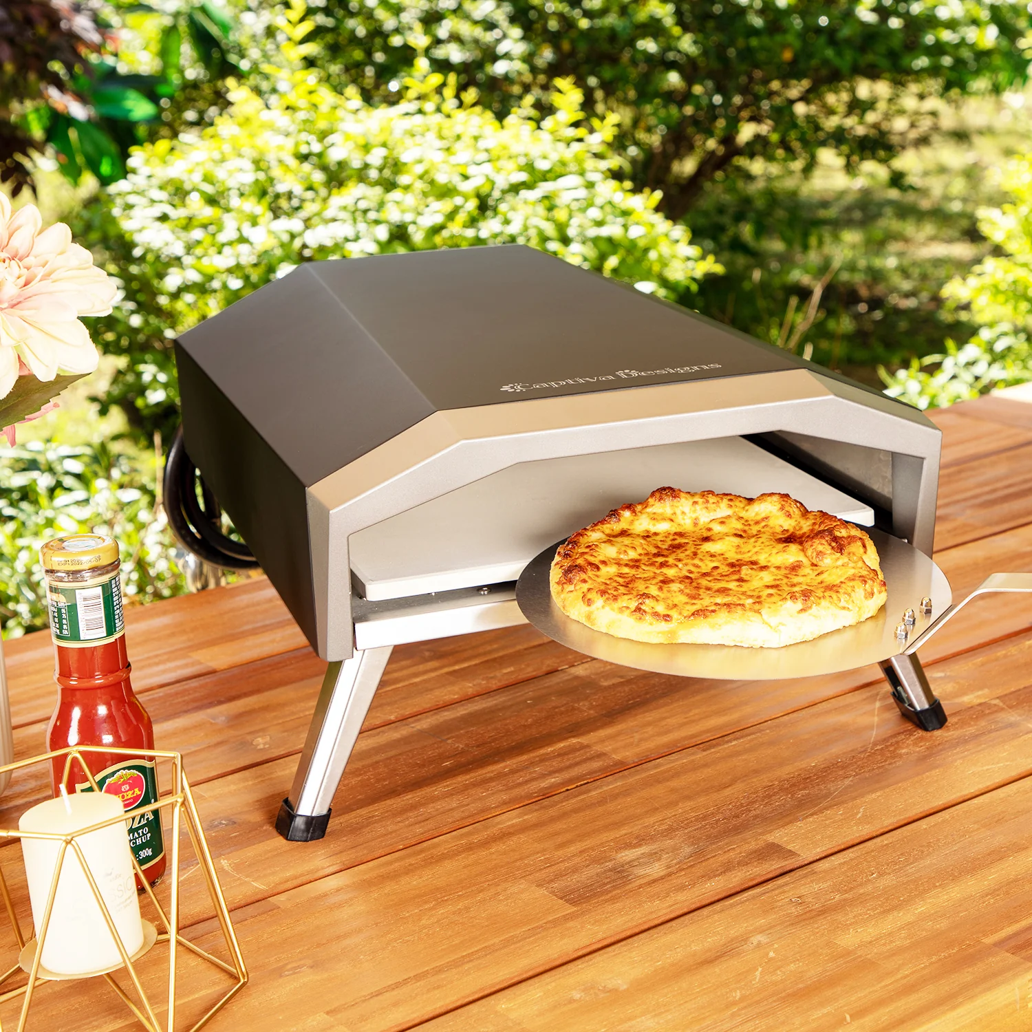 Captiva Designs 60s Quick Roast Propane Gas Outdoor Pizza Oven for 13