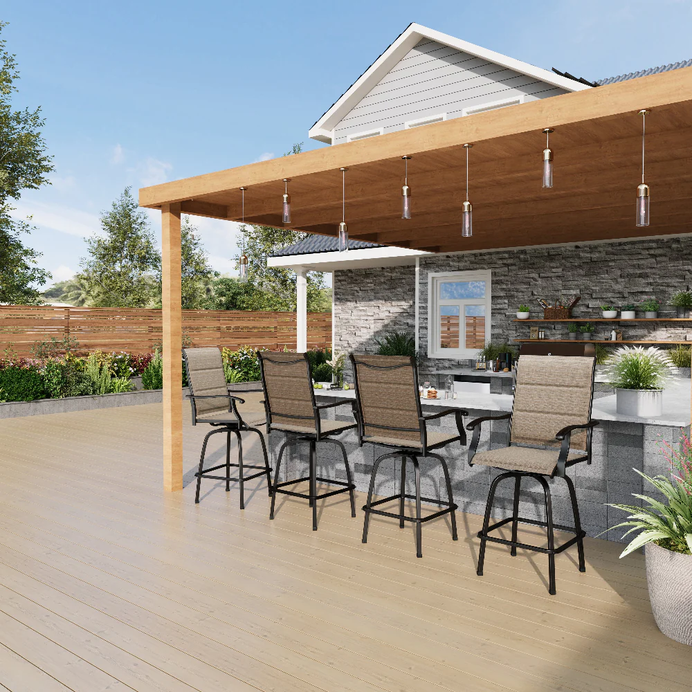 PHI VILLA All-Weather Swivel Bar Stools With Arms