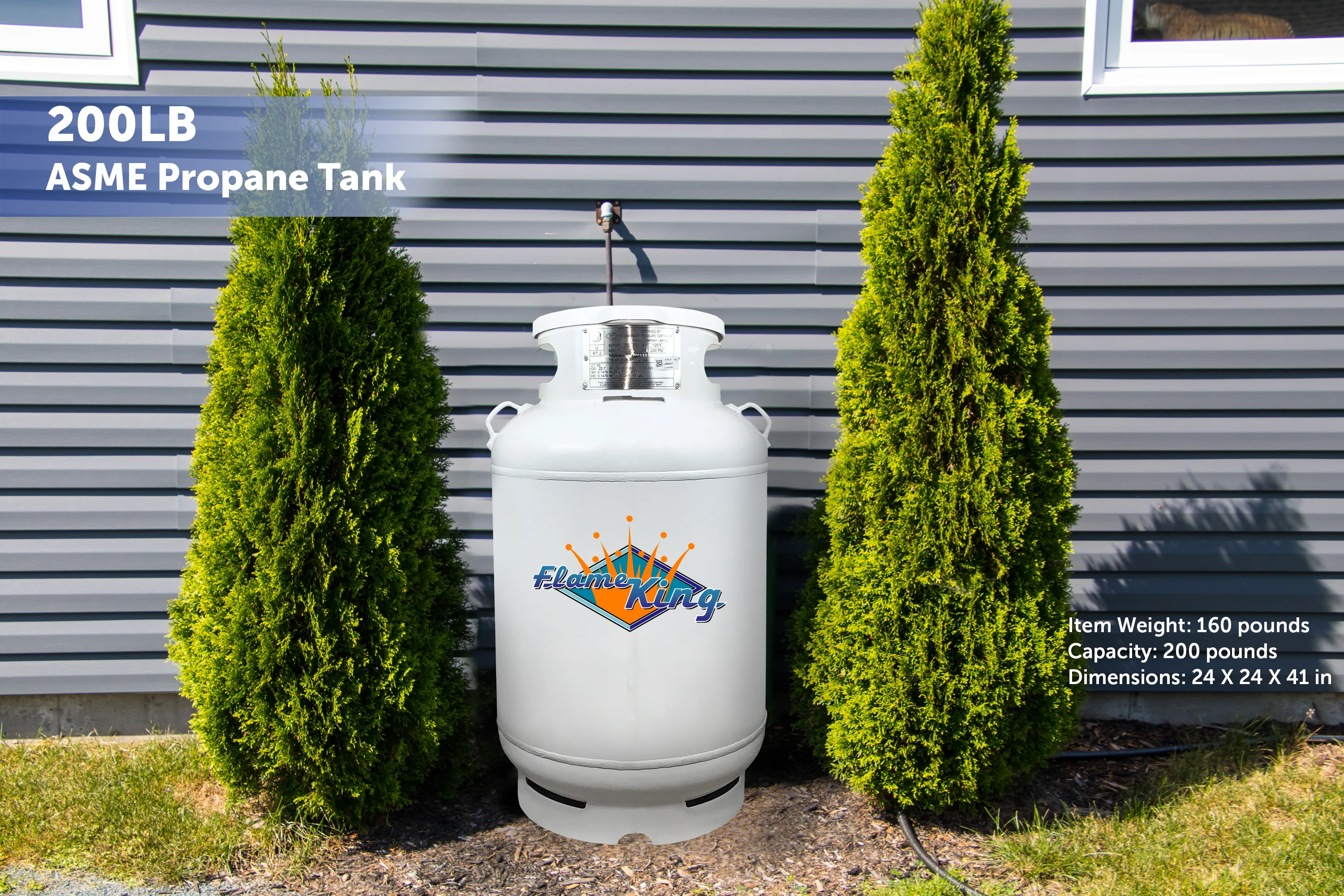 Flame King 200lb 50 Gallon ASME Propane Tank with Valves Gauge & Lid