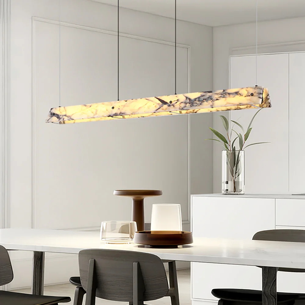 Linear Minimalist Marble Pendant Light
