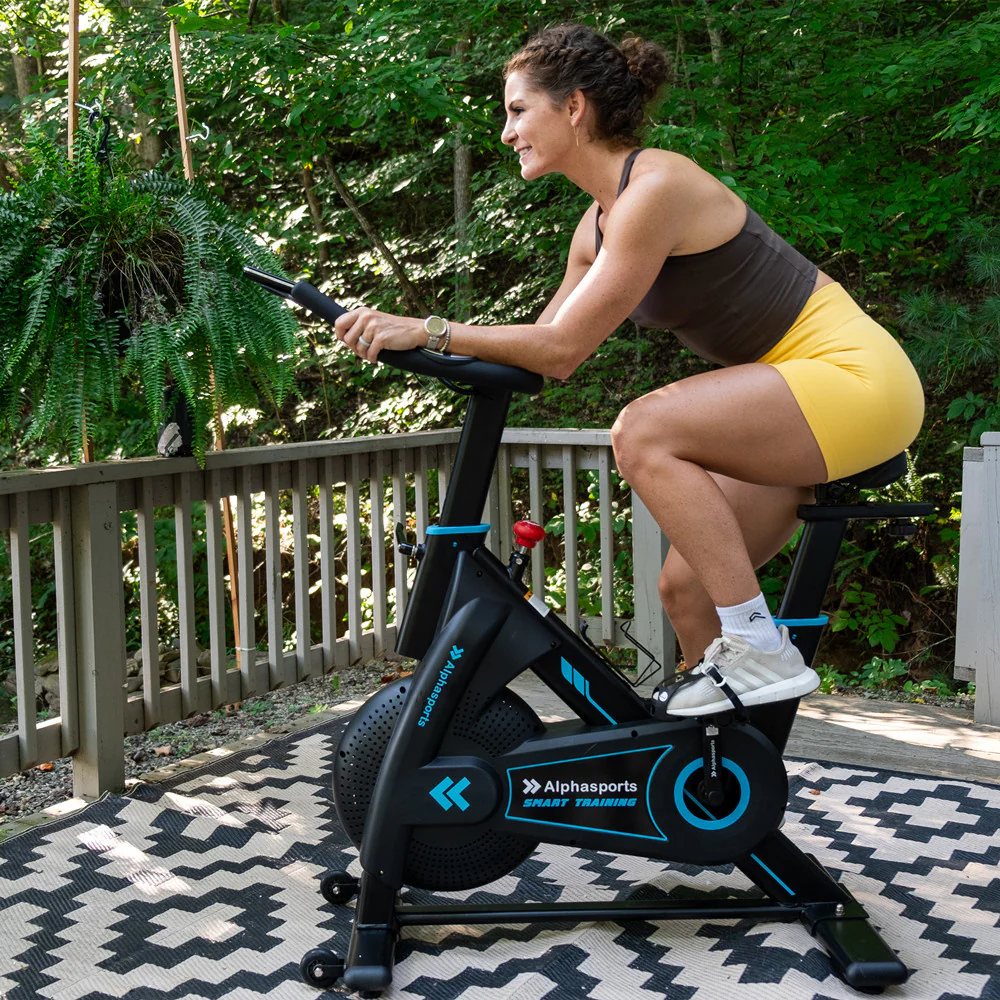 Alpha Camp Exercise Bike with Low Noise, Heart Rate Handle and LCD Monitor