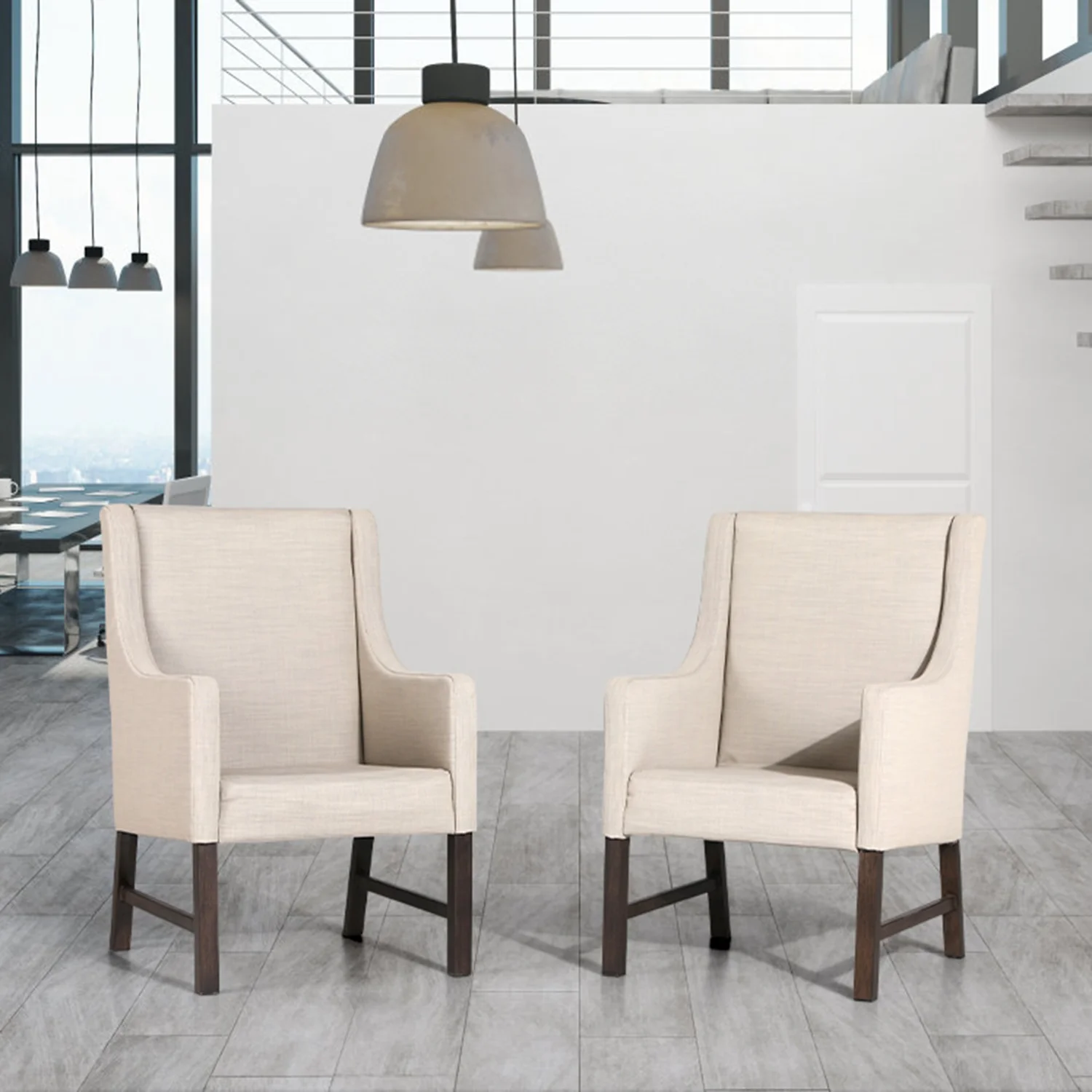PHI VILLA Patio Textilene Fabric Padded Accent Chairs, Set of 2