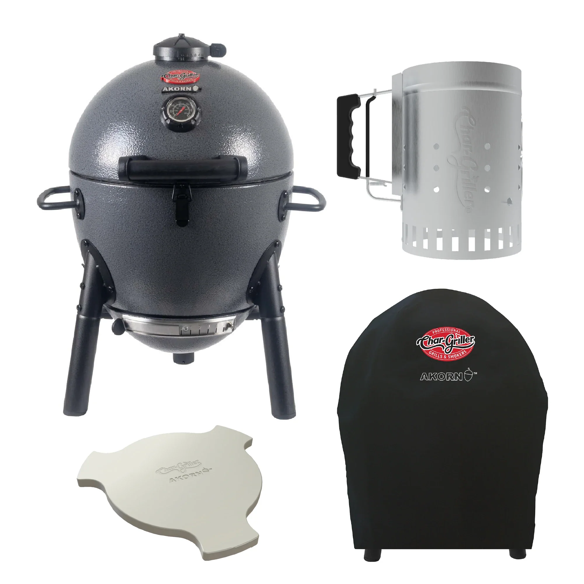 AKORN? Jr. Kamado Grill, Smokin' Stone, Cover, Chimney Bundle