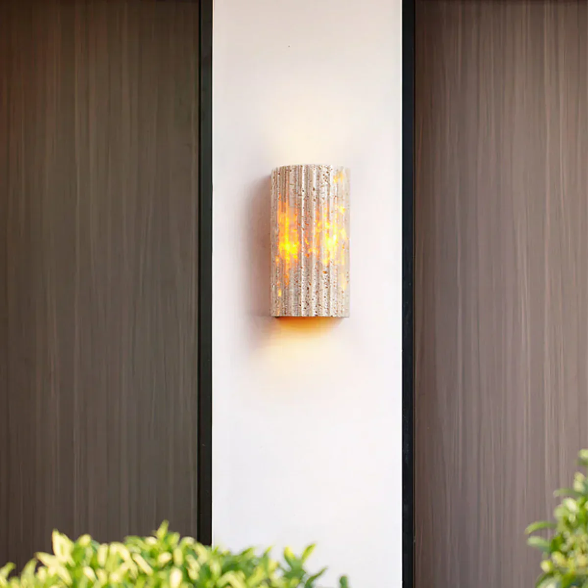 Half-Cylinder Travertine Wall Lamp