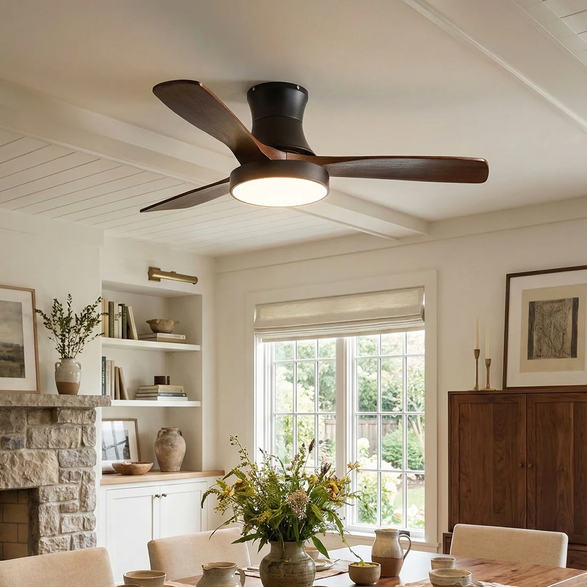 Wooden Three Blade Ceiling Fan Lights