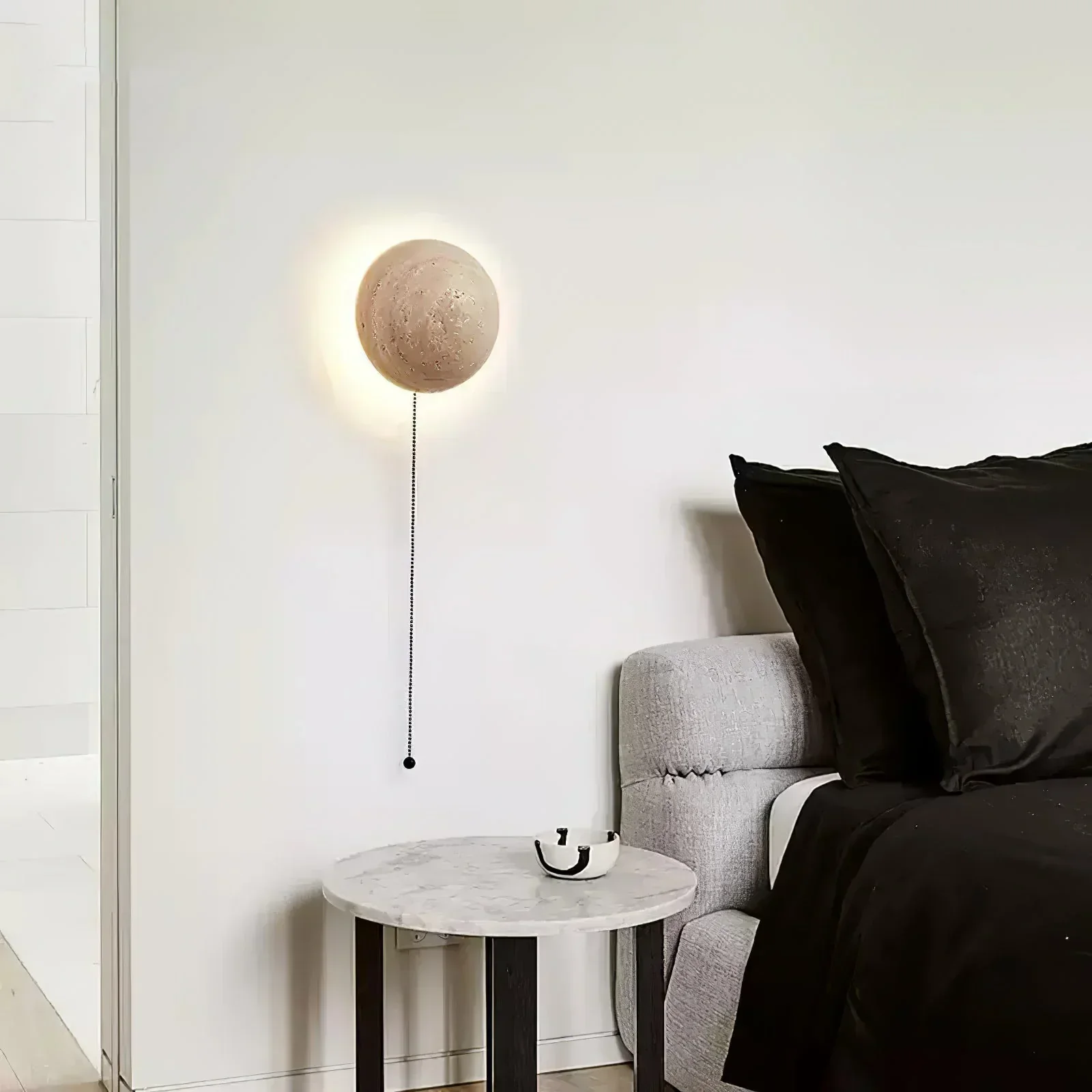 Luna Round Travertine Wall Light