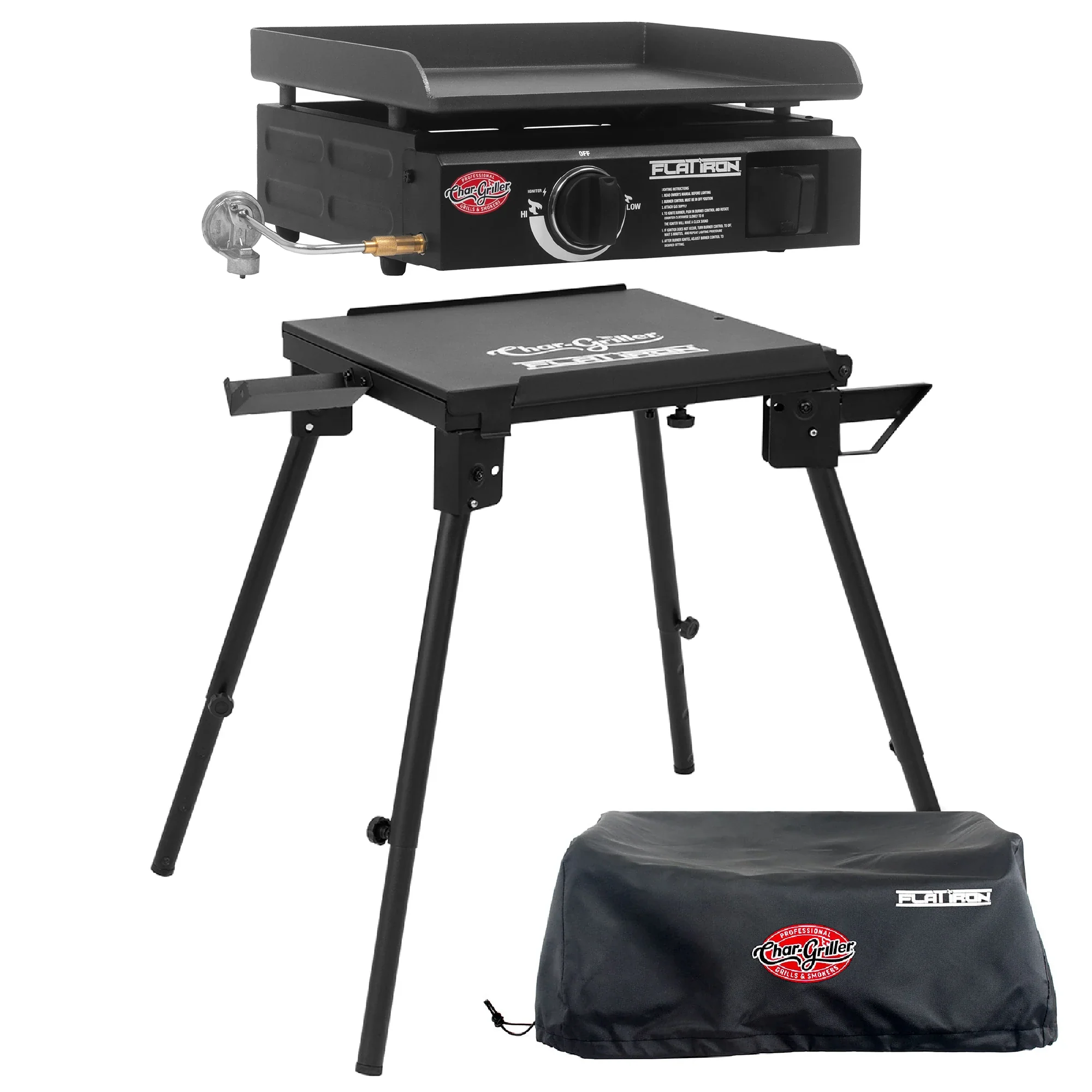 Flat Iron? Portable Gas Griddle, Cover, and Griddle Stand Bundle