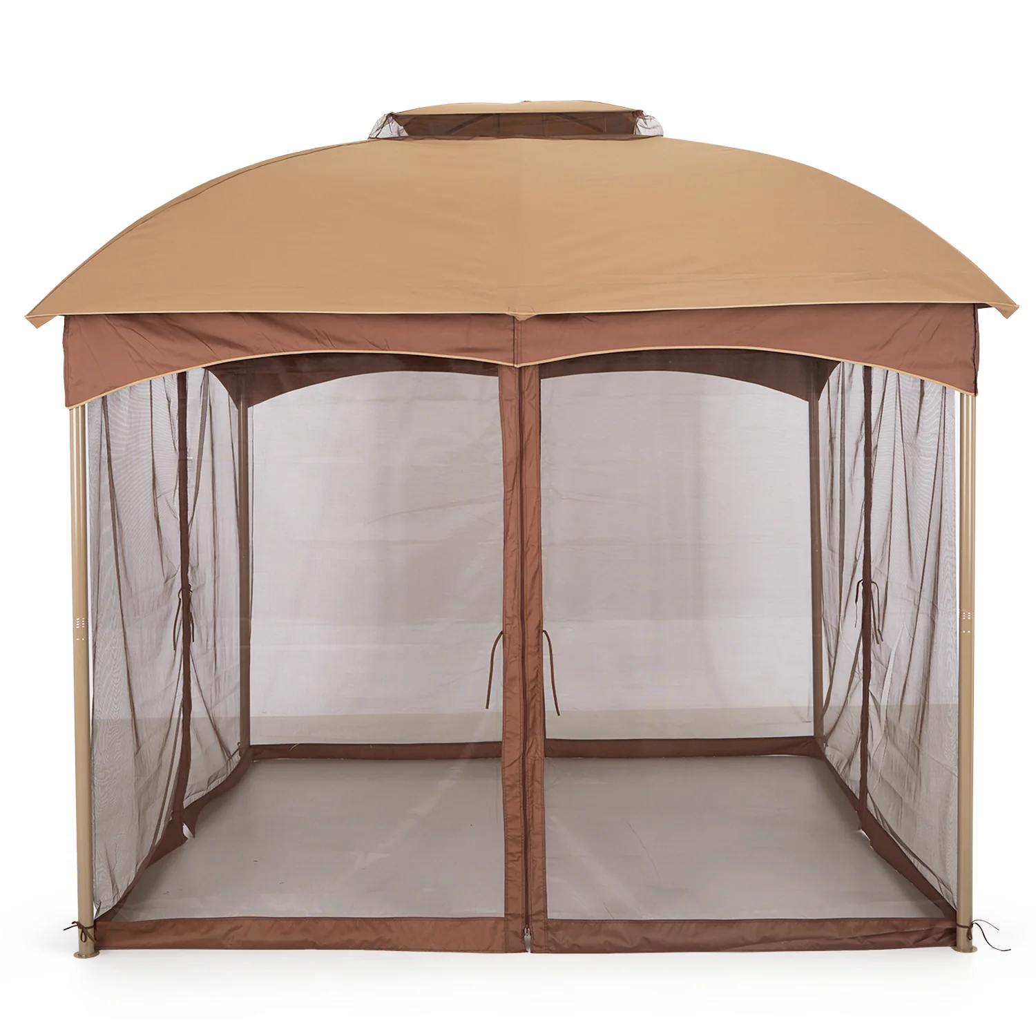 Phi Villa 2 Sizes Soft-top Canopy, Double-roof Outdoor Gazebo with Mesh Netting Curtains