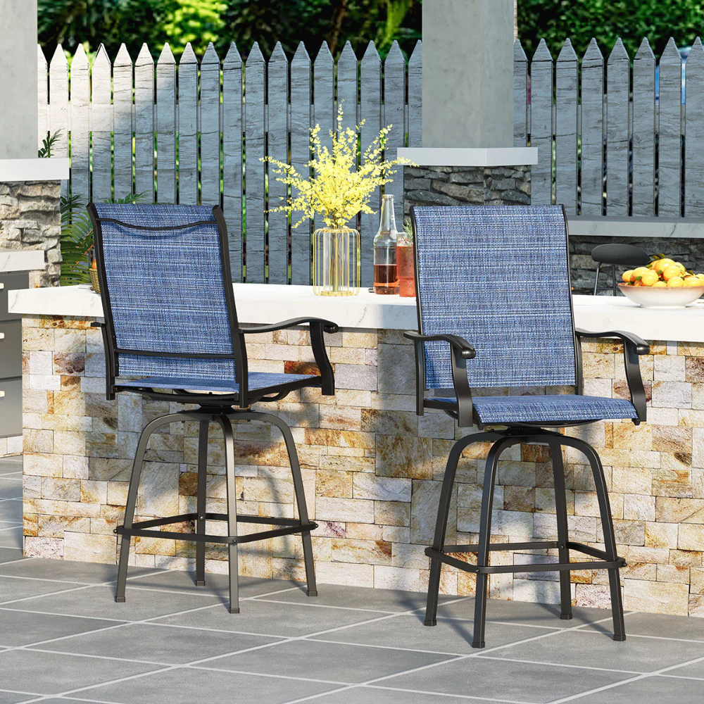 Sophia & William Denim Blue/Gray Swivel High Bar Stools