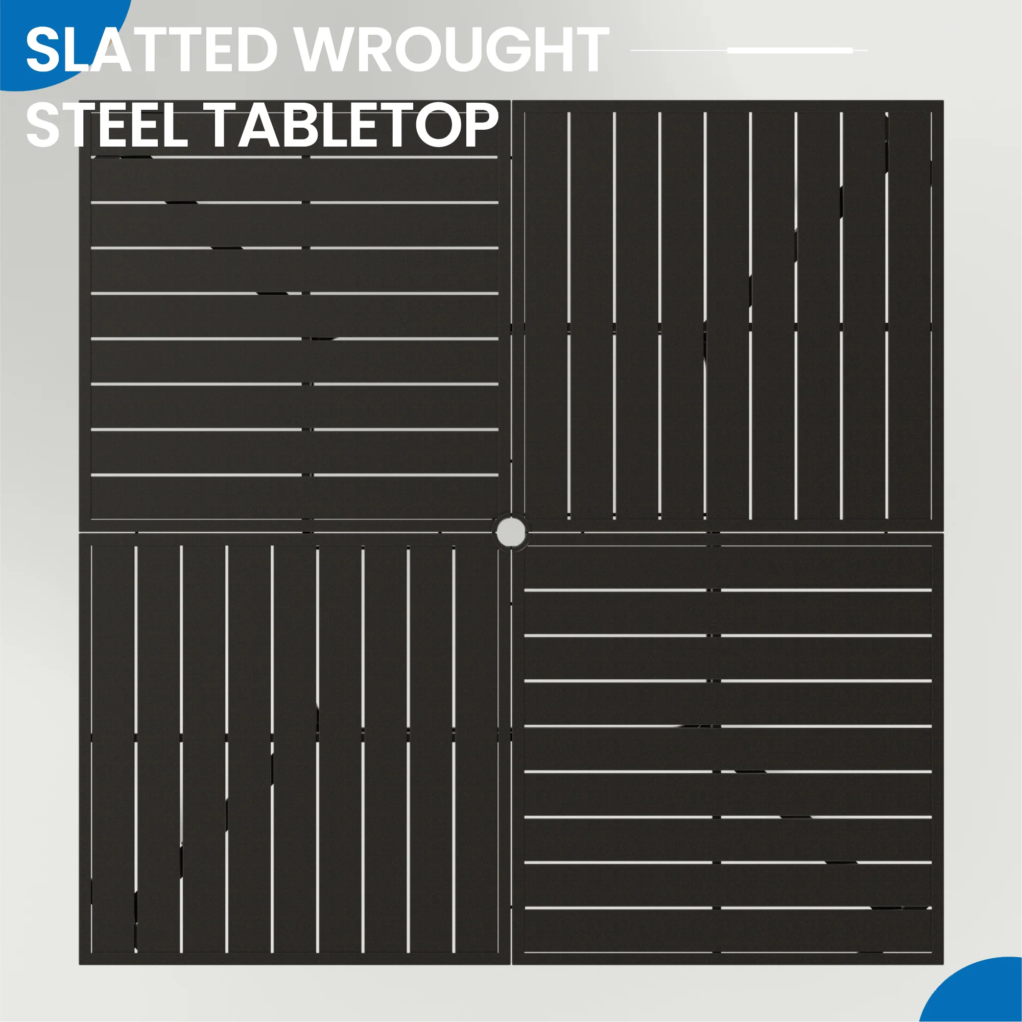 MFSTUDIO 9-Piece Patio Dining Set Large Square Table & Bull-eye-pattern Stackable Chairs