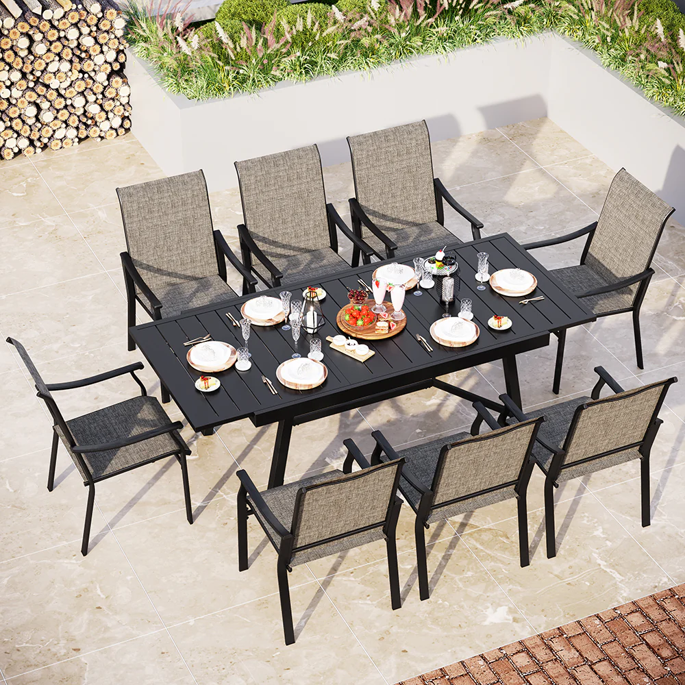 Sophia & William 7/9-Piece Ergo Sling Chairs Patio Dining Set with Reinforced Expandable Table