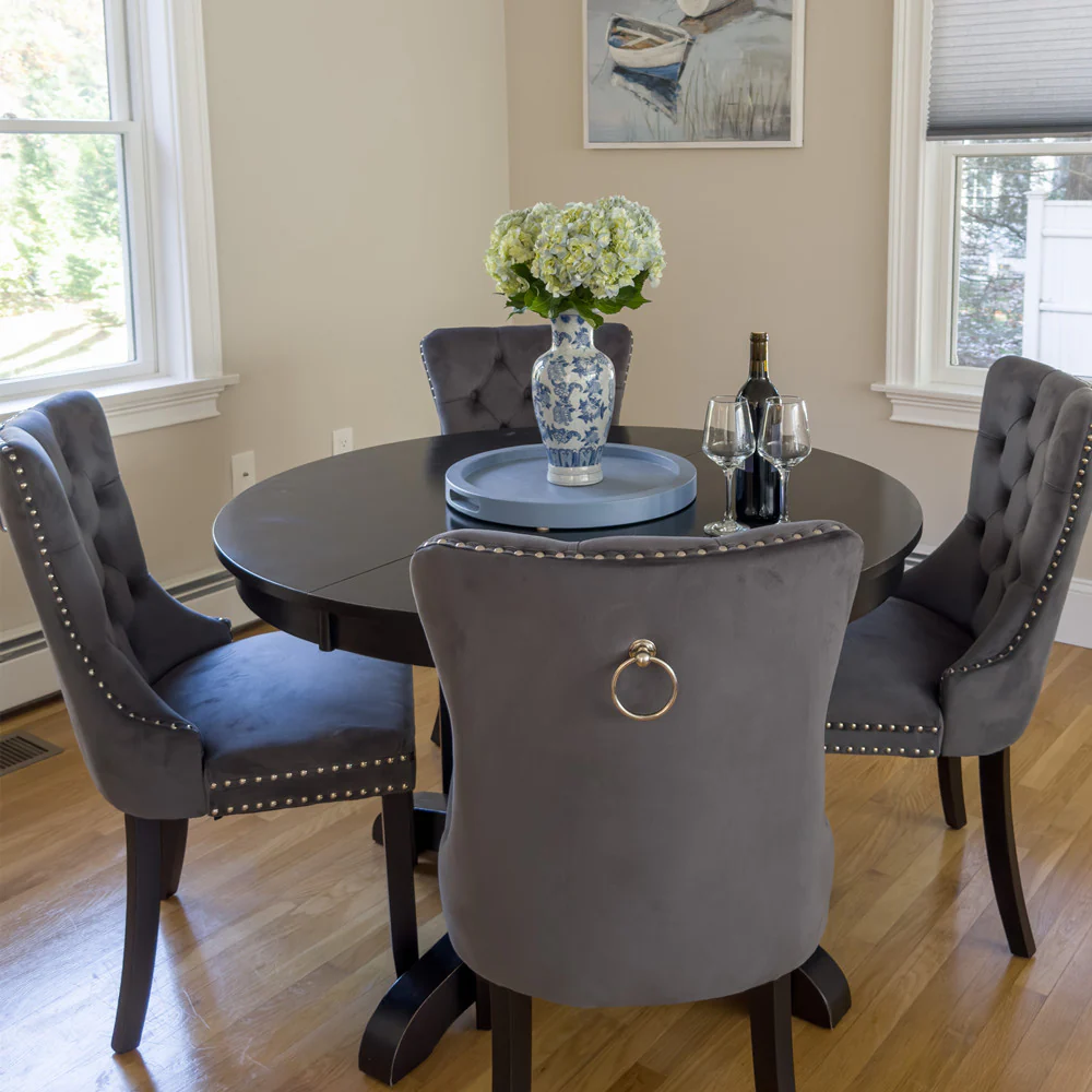 Velvet Tufted Wing Back Side Dining Room Chairs Set of 6 with Button Back-MFSTUDIO