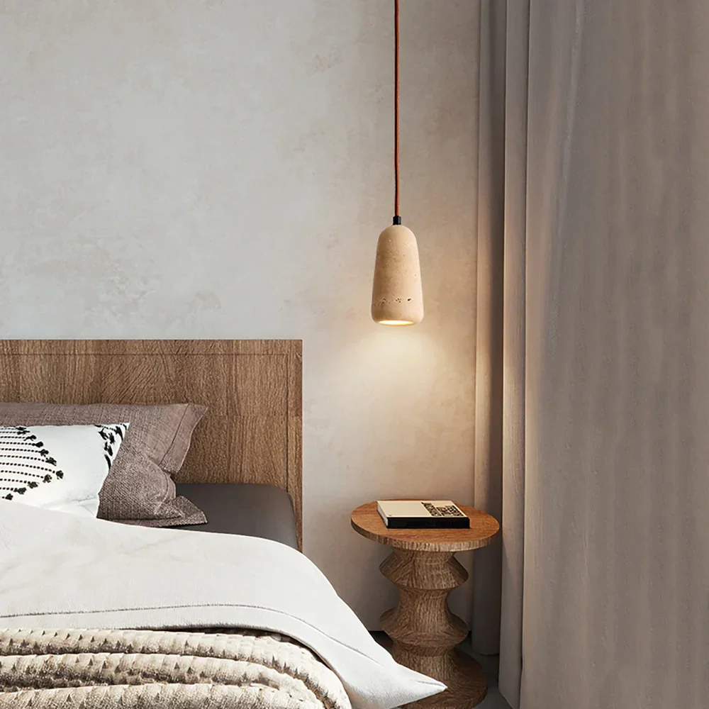 Travertine Brrskbk Cylindrical Pendant Light