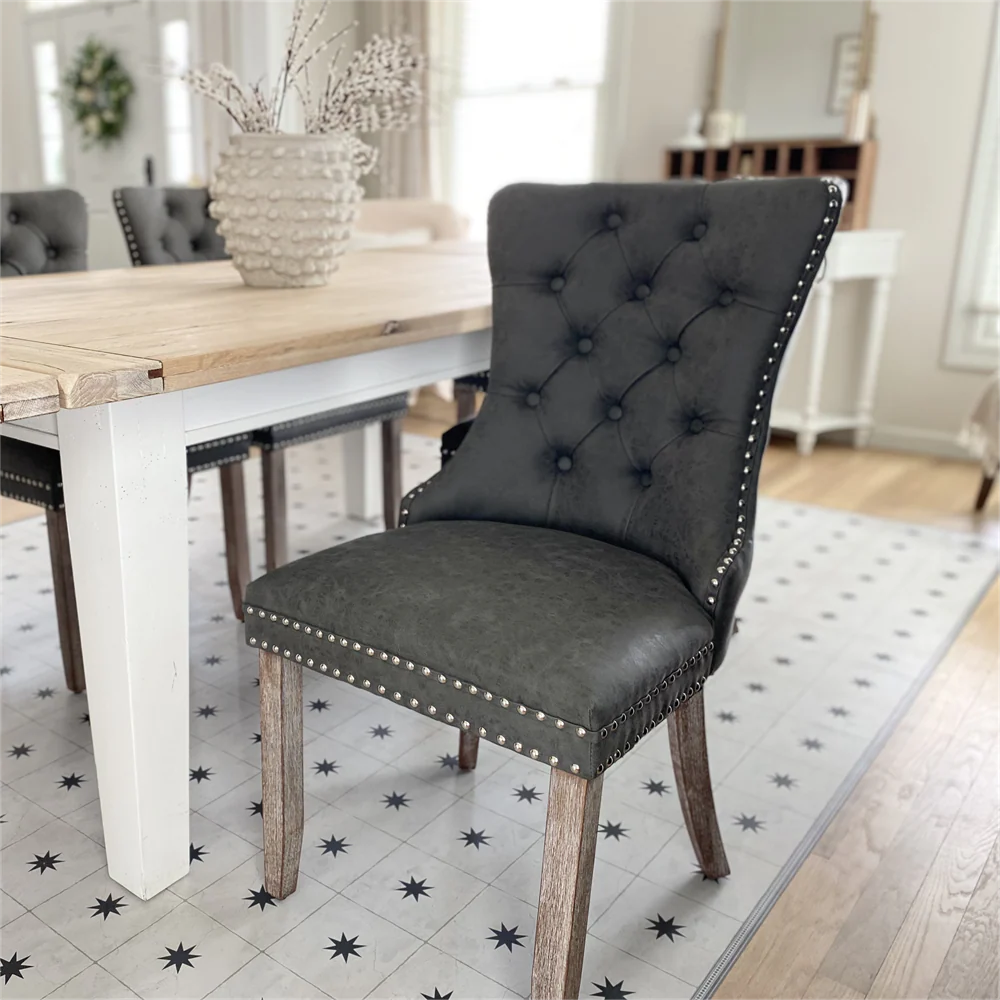 PU Leather Wing Back Side Dining Room Chairs Set of 2 -MFSTUDIO